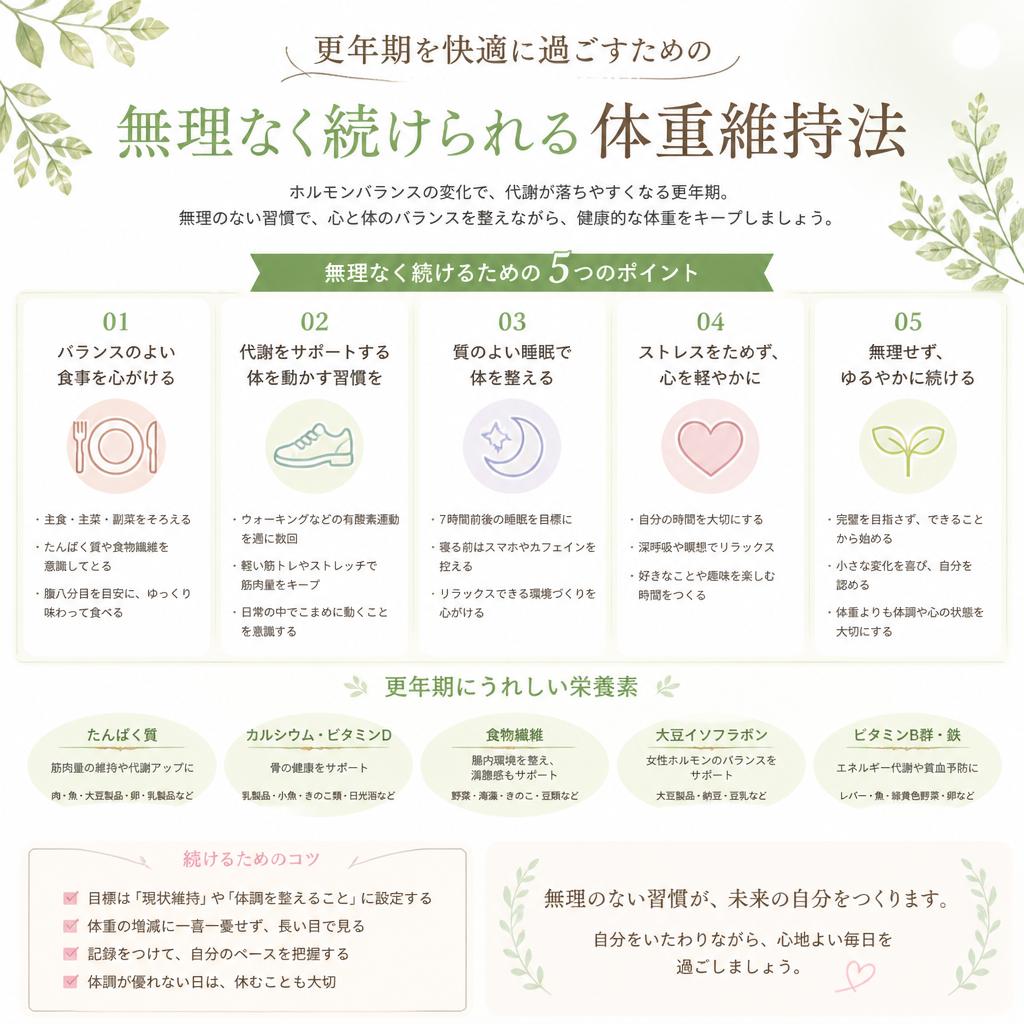 更年期を快適に過ごすための無理なく続けられる体重維持法