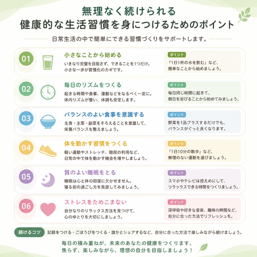 健康的な生活習慣を身につけるためのポイント