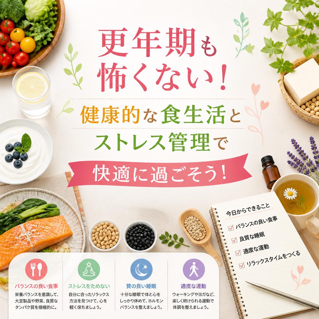 更年期も怖くない！健康的な食生活とストレス管理で快適に過ごそう！
